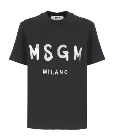 MSGM MSGM LOGO PRINTED CREWNECK T-SHIRT