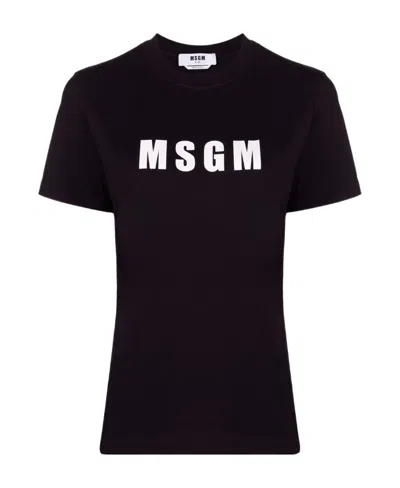 Msgm Logo-print Cotton T-shirt In Black