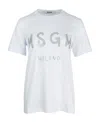 Msgm Glitter Cotton Jersey Knit Detail In White