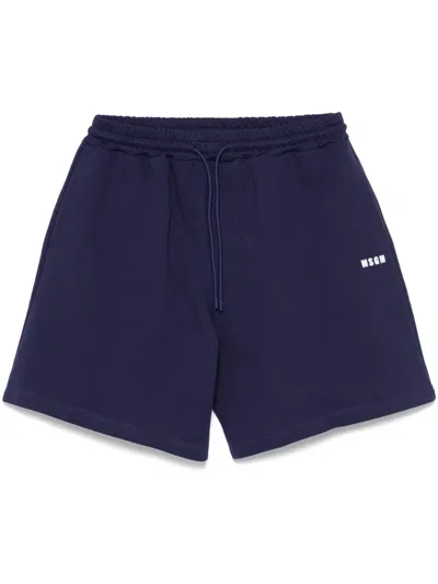 Msgm Logo-print Shorts In 蓝色