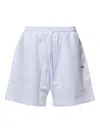 Msgm White Cotton Sports Shorts With Logo