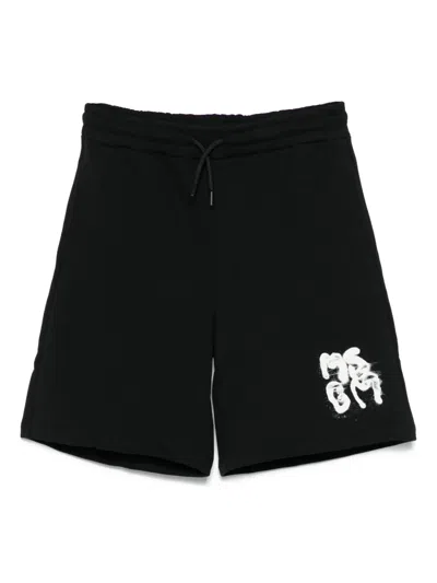 Msgm Kids' Logo-print Shorts In Black