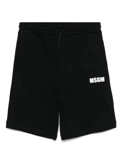 Msgm Kids' Logo-print Shorts In Black