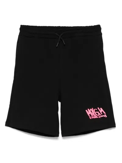 Msgm Kids' Logo-print Shorts In Black