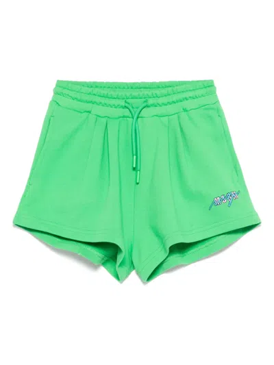 Msgm Kids' Logo-print Shorts In Green