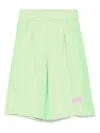 Msgm Logo-print Shorts In Green