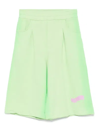 Msgm Kids' Logo-print Shorts In Green