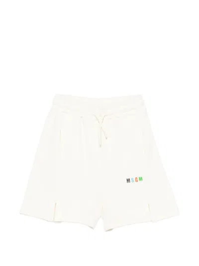 Msgm Kids' Logo-print Shorts In Neutral