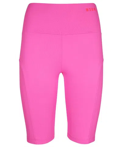 Msgm Logo Print Shorts In Pink