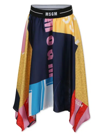 Msgm Kids' Logo-print Skirt In Pink