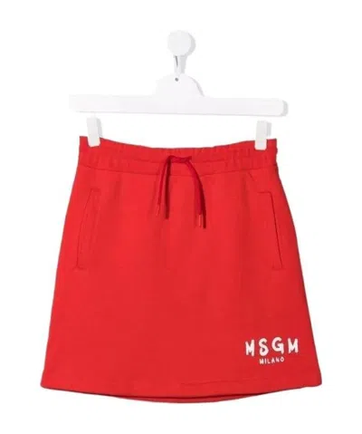Msgm Logo-print Skirt In Red