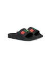 Msgm Embroidered Logo Rubber Slide Sandals In Black