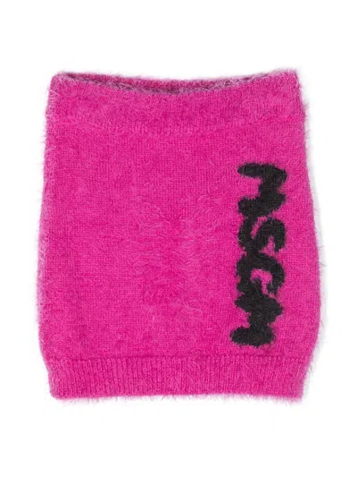 Msgm Kids' Logo-print Slip-on Skirt In Pink
