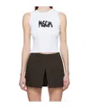 Msgm Logo-print Smocked Cotton Top