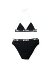 Msgm Black Bikini For Girl With Logo In Black