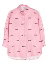 Msgm Gestreiftes Hemd Mit Logo-print In Rosa