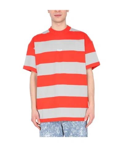 MSGM MSGM EMBROIDERED LOGO STRIPED T-SHIRT