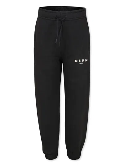 Msgm Black Trousers For Kids With Logo In Grey