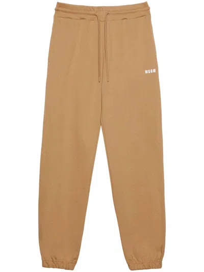 Msgm Logo-print Sweatpants In Neutrals