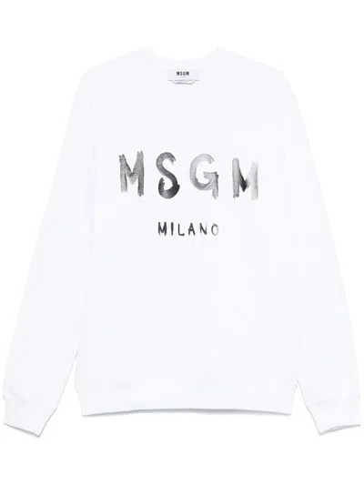 Msgm Logo-print Sweatshirt In 白色