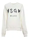 Msgm Ivory Cotton Crewneck Sweatshirt