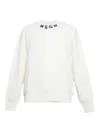 Msgm White Cotton Crewneck Sweatshirt With Logo Print On The Neck