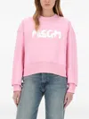 Msgm Logo Crew Neck Cropped Sweatshirt In Pink