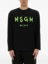 Msgm Crew Neck Cotton Sweatshirt In Black