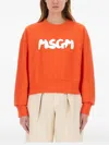 Msgm Logo Printed Crewneck Sweatshirt In Orange