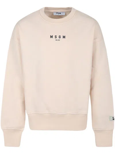 Msgm Kids' Logo-print Sweatshirt In Ivory