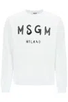 Msgm Logo Print French Terry Sweatshirt In White