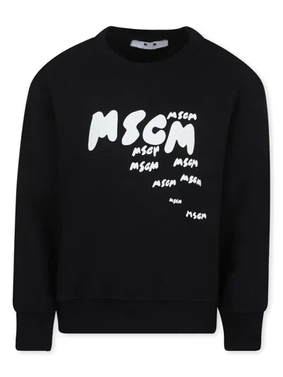 Msgm Kids' Logo-print Sweatshirt In Black
