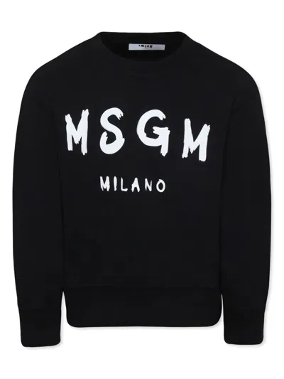 Msgm Kids' Logo-print Sweatshirt In Black