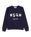 Msgm Black Crewneck Sweatshirt With Logo Print In Black