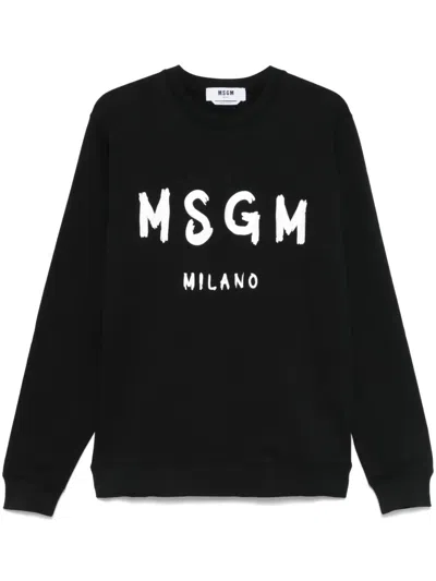 Msgm Cotton Sweatshirt In Black