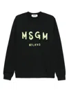 Msgm Crew Neck Cotton Sweatshirt In Black