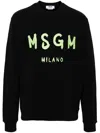 Msgm Crew Neck Cotton Sweatshirt In Black