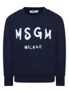 Msgm Blue Sweatshirt For Kids With Logo In Blau