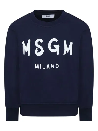Msgm Blue Sweatshirt For Kids With Logo In Blau