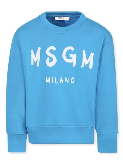 Msgm Kids' Logo-print Sweatshirt In Blue