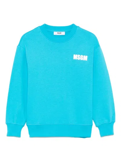 Msgm Kids' Logo-print Sweatshirt In Blue