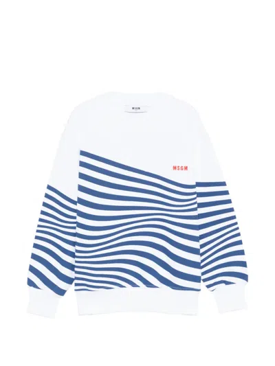 Msgm Kids' Logo-print Sweatshirt In Blue