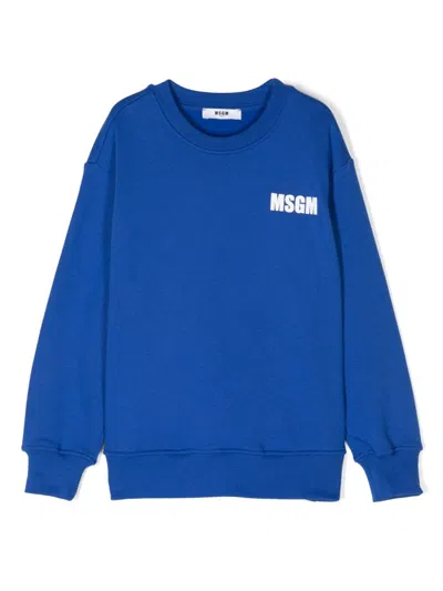Msgm Kids' Logo-print Sweatshirt In Royal
