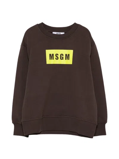 Msgm Kids' Logo-print Sweatshirt In Brown