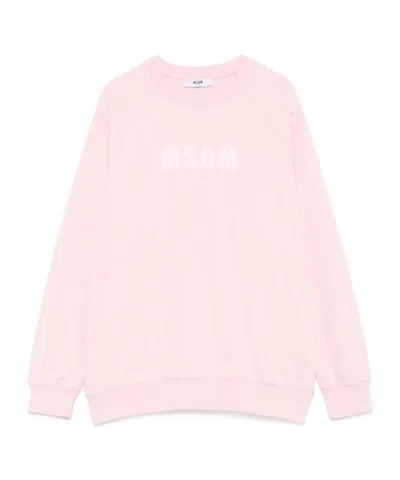 Msgm Logo-print Sweatshirt In Bubblegum Pink