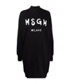 Msgm Brushed Detail Logo Dress In Black
