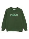 Msgm Logo-print Sweatshirt In Green