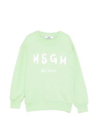 Msgm Kids' Logo-print Sweatshirt In Green