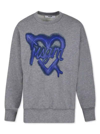 Msgm Kids' Grey Sweatshirt For Girl With Logo