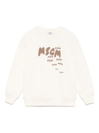 Msgm Kids' Logo-print Sweatshirt In Neutrals